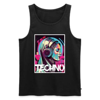 Techno Vaporwave Nonne Christlich Gott Musik - Männer Premium Bio Tank Top - Schwarz - Vorne - Michal (187cm)