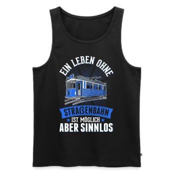 Straßenbahn Geschenk Straßenbahnfahrer Tram S-Bahn - Männer Premium Bio Tank Top - Schwarz - Vorne - AI Model Male 178 light (178cm)