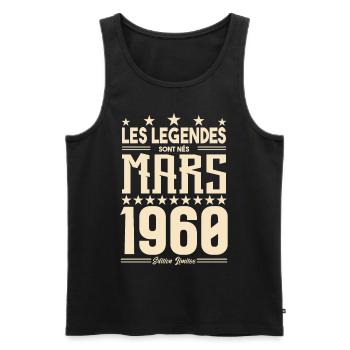 cadeau d'anniversaire mars 1960. cadeau Mars 1960. - Débardeur bio Premium Homme - noir - Devant - Michal (187cm)
