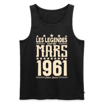 cadeau d'anniversaire mars 1961. cadeau Mars 1961. - Débardeur bio Premium Homme - noir - Devant - Michal (187cm)