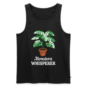 Monstera Whisperer - Men's Premium Organic Tank Top - black - Front - AI Model Male 178 light (178cm)
