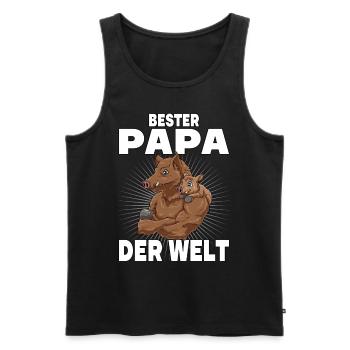Bester Papa der Welt Vatertag Vater Wildschwein - Männer Premium Bio Tank Top - Schwarz - Vorne - Michal (187cm)