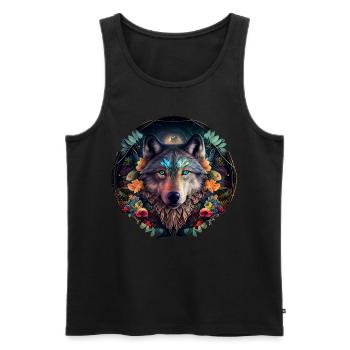 Wölfe Silhouette Naturschutz Tierschutz Wolf - Männer Premium Bio Tank Top - Schwarz - Vorne - AI Model Male 178 light (178cm)