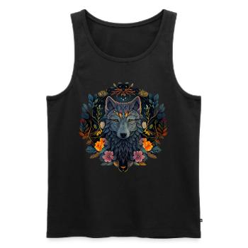 Wölfe Silhouette Naturschutz Tierschutz Wolf - Männer Premium Bio Tank Top - Schwarz - Vorne - AI Model Male 178 light (178cm)