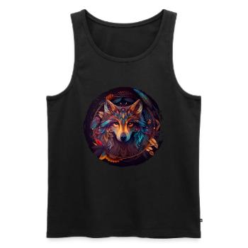 Wölfe Silhouette Naturschutz Tierschutz Wolf - Männer Premium Bio Tank Top - Schwarz - Vorne - AI Model Male 178 light (178cm)