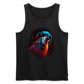 Wölfe Silhouette Naturschutz Tierschutz Wolf - Männer Premium Bio Tank Top - Schwarz - Vorne - AI Model Male 178 light (178cm)