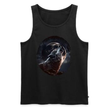 Wölfe Silhouette Naturschutz Tierschutz Wolf - Männer Premium Bio Tank Top - Schwarz - Vorne - AI Model Male 178 light (178cm)