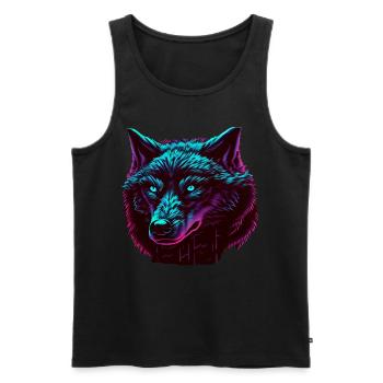 Wölfe Silhouette Naturschutz Tierschutz Wolf - Männer Premium Bio Tank Top - Schwarz - Vorne - AI Model Male 178 light (178cm)