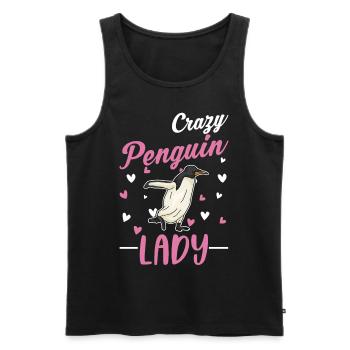 Crazy Penguin lady Pinguin - Men's Premium Organic Tank Top - black - Front - Michal (187cm)