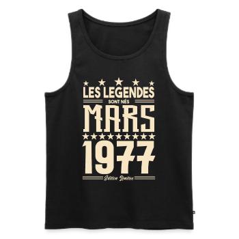 cadeau d'anniversaire mars 1977. cadeau Mars 1977. - Débardeur bio Premium Homme - noir - Devant - Michal (187cm)