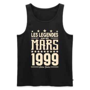 cadeau d'anniversaire mars 1999. cadeau Mars 1999. - Débardeur bio Premium Homme - noir - Devant - Michal (187cm)
