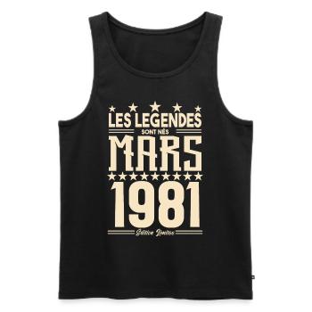 cadeau d'anniversaire mars 1981. cadeau Mars 1981. - Débardeur bio Premium Homme - noir - Devant - Michal (187cm)
