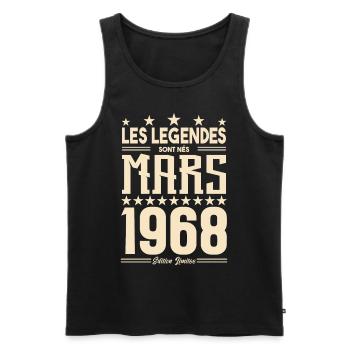 cadeau d'anniversaire mars 1968. cadeau Mars 1968. - Débardeur bio Premium Homme - noir - Devant - Michal (187cm)