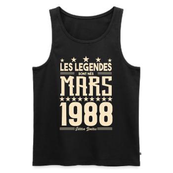 cadeau d'anniversaire mars 1988. cadeau Mars 1988. - Débardeur bio Premium Homme - noir - Devant - Michal (187cm)