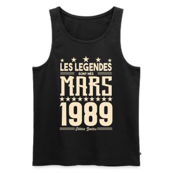 cadeau d'anniversaire mars 1989. cadeau Mars 1989. - Débardeur bio Premium Homme - noir - Devant - Michal (187cm)