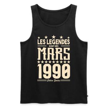 cadeau d'anniversaire mars 1990. cadeau Mars 1990. - Débardeur bio Premium Homme - noir - Devant - Michal (187cm)