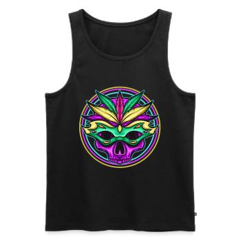 Logo Masked Purple Skull For Mardi Gras - Men's Premium Organic Tank Top - black - Front - Michal (187cm)
