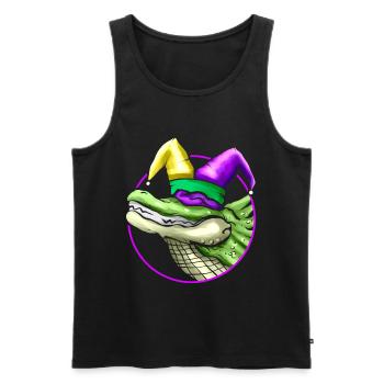 Crocodile with Jester Hat for Mardi Gras - Men's Premium Organic Tank Top - black - Front - AI Model Male 178 light (178cm)