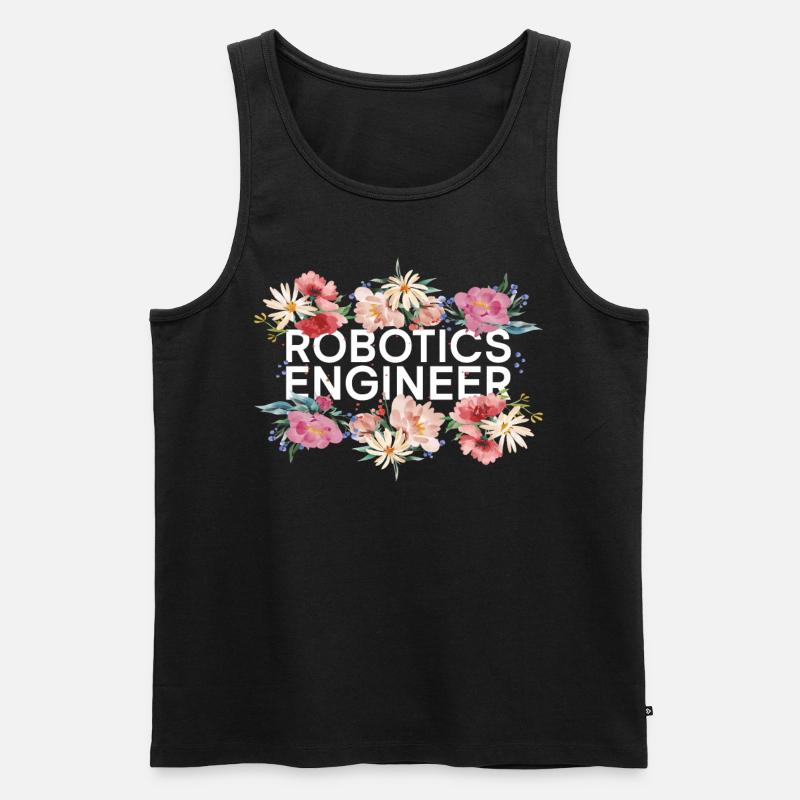 Robot Robotics Engineer Flower - Männer Premium Bio Tank Top - Schwarz