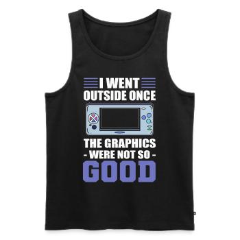 I Went Outside Once The Graphics Were Not So Good - Männer Premium Bio Tank Top - Schwarz - Vorne - AI Model Male 178 light (178cm)