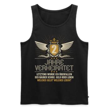 2 Jahre verheiratet zynisch 2.Hochzeitstag - Männer Premium Bio Tank Top - Schwarz - Vorne - Michal (187cm)