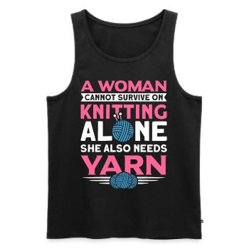 Handarbeit Stricken lustiger Strick Spruch - Männer Premium Bio Tank Top - Schwarz - Vorne - Michal (187cm)