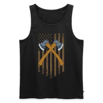 Patriotic Axe Throwing Hatchet American Flag For A - Men's Premium Organic Tank Top - black - Front - Michal (187cm)