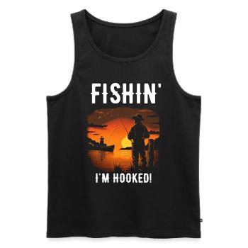 Retro Fisherman Fishing - Men's Premium Organic Tank Top - black - Front - Michal (187cm)