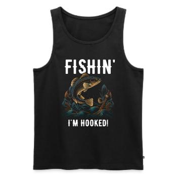 Fishin Je suis accroché à la pêche - Débardeur bio Premium Homme - noir - Devant - Michal (187cm)