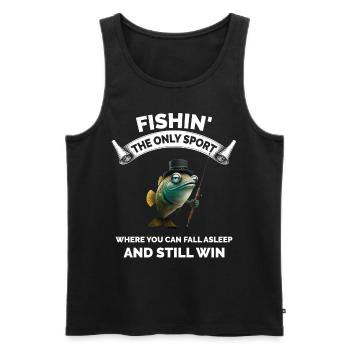 Lustiger Angelfischer - Männer Premium Bio Tank Top - Schwarz - Vorne - AI Model Male 178 light (178cm)