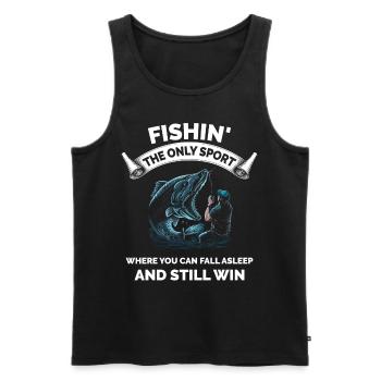 Vintage Angelfischer - Männer Premium Bio Tank Top - Schwarz - Vorne - AI Model Male 178 light (178cm)