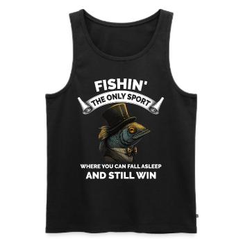 Lustiger Angelfischer - Männer Premium Bio Tank Top - Schwarz - Vorne - AI Model Male 178 light (178cm)