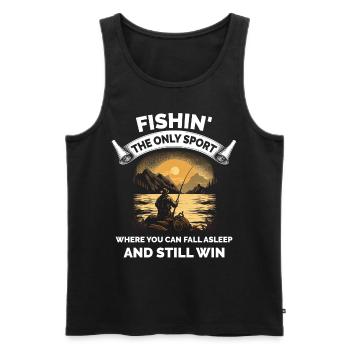 Vintage Angelfischer - Männer Premium Bio Tank Top - Schwarz - Vorne - AI Model Male 178 light (178cm)