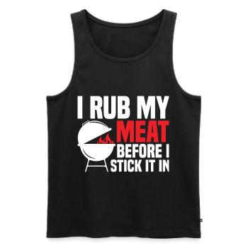 Funny I Rub My Meat Before I Stick It In For BBQ S - Männer Premium Bio Tank Top - Schwarz - Vorne - Michal (187cm)