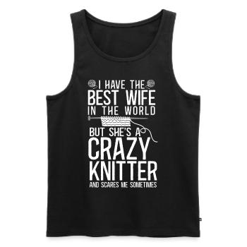 Knitting Knitter Wife Husband - Männer Premium Bio Tank Top - Schwarz - Vorne - AI Model Male 178 light (178cm)