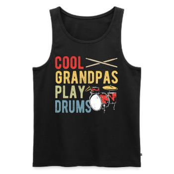 Cool Grandpas Play Drums Drummer Percussionist - Men's Premium Organic Tank Top - black - Front - AI Model Male 178 light (178cm)