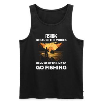 Vintage Fishing Funny Fisherman - Men's Premium Organic Tank Top - black - Front - Michal (187cm)