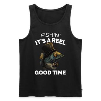 Fishin ist eine gute Zeit - Männer Premium Bio Tank Top - Schwarz - Vorne - Michal (187cm)