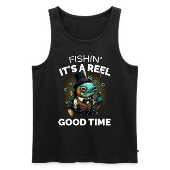 Fishin ist eine gute Zeit - Männer Premium Bio Tank Top - Schwarz - Vorne - Michal (187cm)