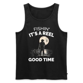 Fishin ist eine gute Zeit - Männer Premium Bio Tank Top - Schwarz - Vorne - Michal (187cm)