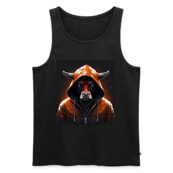 A little Moody Cow Beef Morning Grouch Farmer Sleep - Men's Premium Organic Tank Top - black - Front - Michal (187cm)