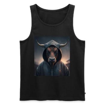 A little Moody Cow Beef Morning Grouch Farmer Sleep - Men's Premium Organic Tank Top - black - Front - Michal (187cm)