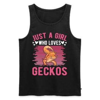 Gecko Mädchen Leopardengecko - Männer Premium Bio Tank Top - Schwarz - Vorne - AI Model Male 178 light (178cm)