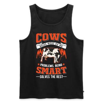 Vache Cadeau Agriculteur Bovins Vaches - Débardeur bio Premium Homme - noir - Devant - Michal (187cm)