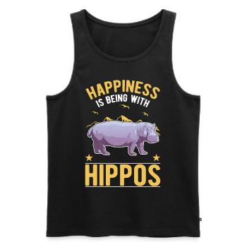 Hippopotame Bonheur Hippopotame - Débardeur bio Premium Homme - noir - Devant - AI Model Male 178 light (178cm)