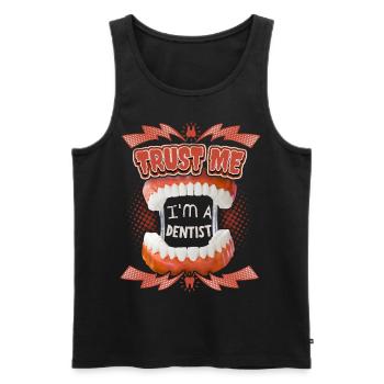 Dentist, funny saying with teeth - Men's Premium Organic Tank Top - black - Front - AI Model Male 178 light (178cm)