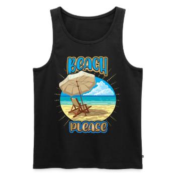 Vacances au bord de la mer, vacances, dire Plage-S’il vous plaît - Débardeur bio Premium Homme - noir - Devant - Michal (187cm)