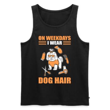 En semaine, je porte un chien en poil de chien chien de toilettage - Débardeur bio Premium Homme - noir - Devant - AI Model Male 178 light (178cm)