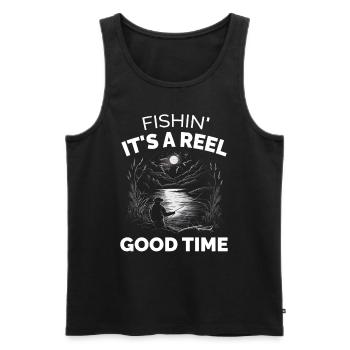 Fischer Fisch Fisch Es ist eine Rolle gute Zeit - Männer Premium Bio Tank Top - Schwarz - Vorne - AI Model Male 178 light (178cm)