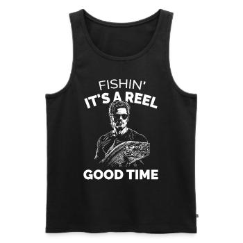Fishin ist eine gute Zeit - Männer Premium Bio Tank Top - Schwarz - Vorne - Michal (187cm)